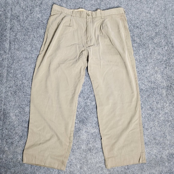 Tommy Bahama Other - Tommy Bahama Silk Bamboo Pants Men 38x30 Khaki Straight Leg Flat Front Beach